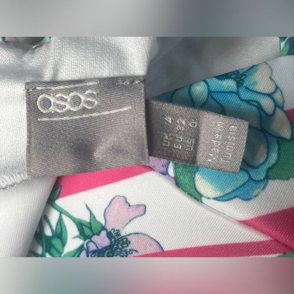 ASOS Floral Scuba Midi Dress Ruffle Mermaid Size 0 - Picture 3 of 8